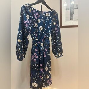 Ann Taylor Navy Blue Floral Dress